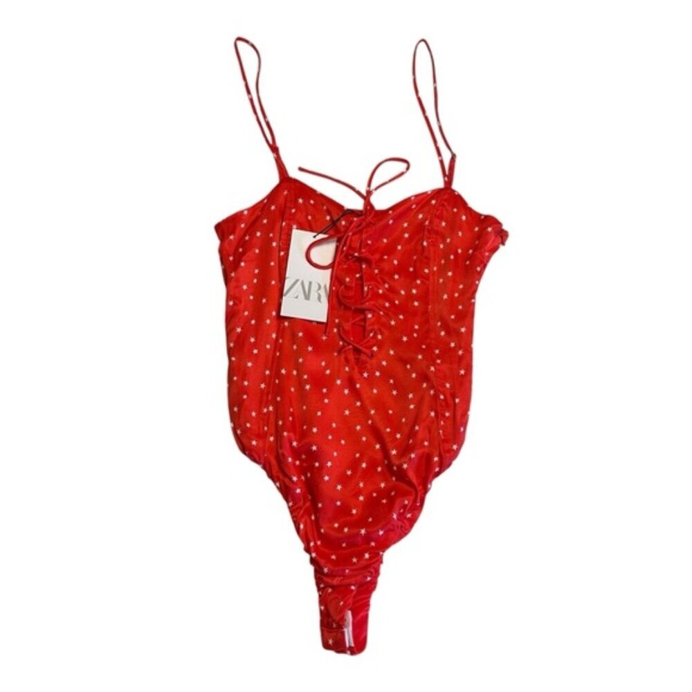 NWT Zara | Red & White Star One Piece Bodysuit Size Medium